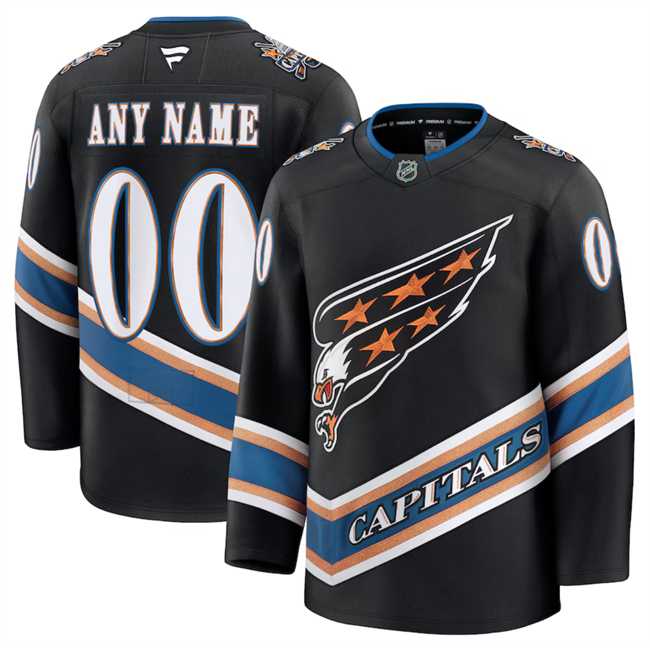 Men%27s Washington Capitals Active Player Custom Black 2024-25 Alternate Stitched Hockey Jersey